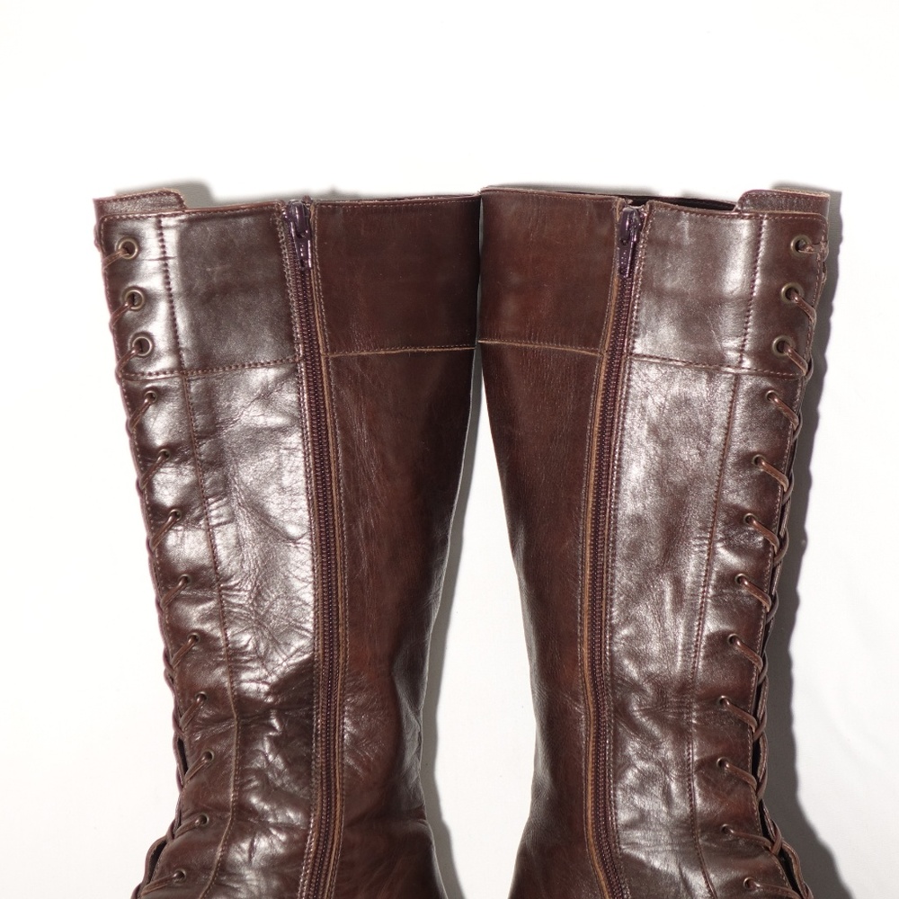 Via Spiga Lace Up Boots Brown Leather 7.5 Italy 56 - Picture 4 of 8